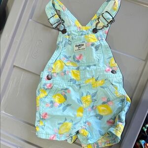 OshKosh B'gosh Kids Overalls - Light Blue Lemon Short Overalls 18M